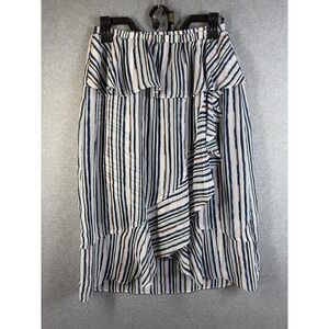 12THOMPSON Skirt Womens Medium Multicolor Stripe‎ Ruffle Wrap Midi Lined Chiffon